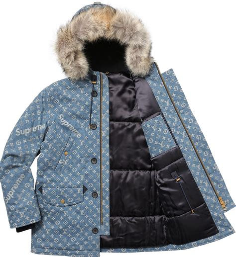 supreme louis vuitton blue jacket price|Louis Vuitton supreme winter jacket.